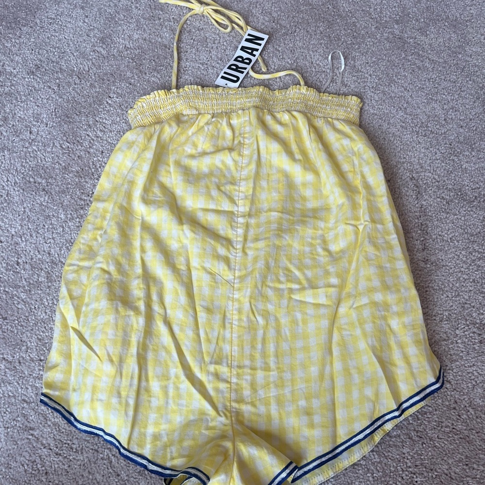 Urban outfitters plaid yellow romper Brand